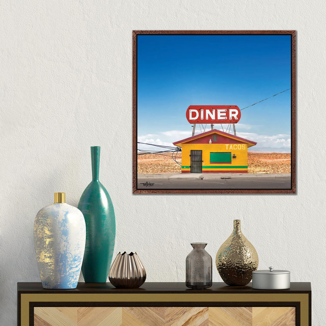 Main Street Diner von Tim Schmidt - Galerie-verpackte Leinwand Giclée auf Leinwand