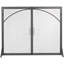 Minimalist metal fire screen with arched doors and handles