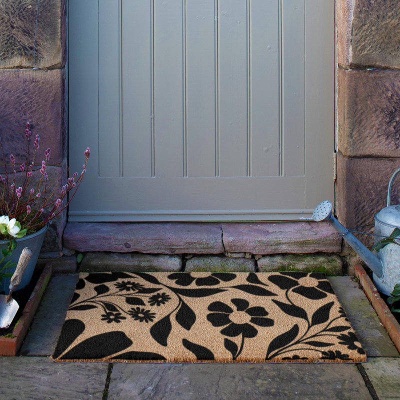 Floral Pattern Coir Doormat, 60cm W x 90cm L