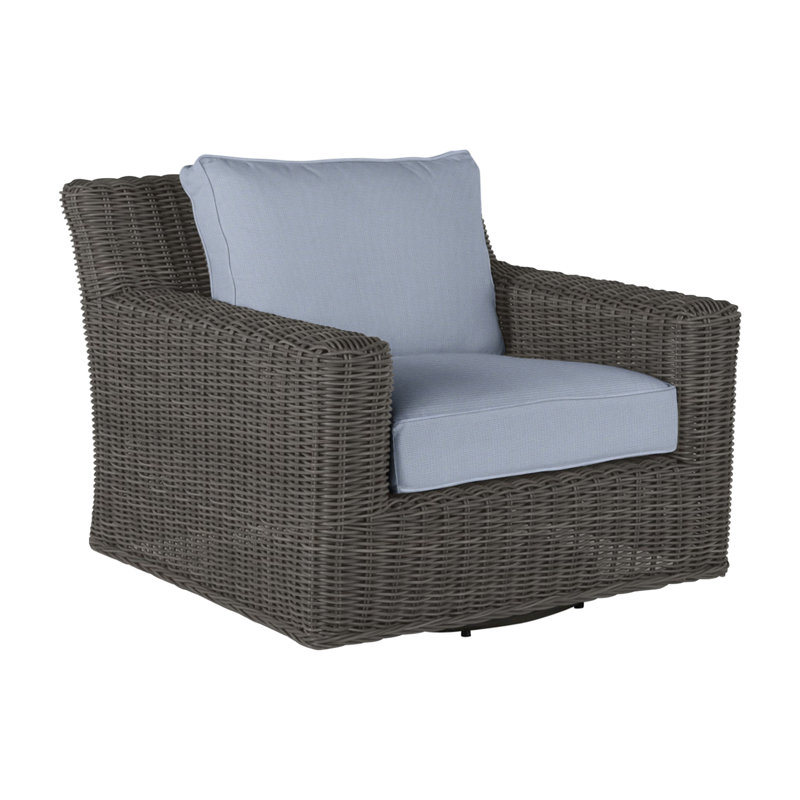 Fauteuil rustique tissé pivotant (sans haut-parleur) gris ardoise, Welt, Sunbrella® ‑ Arbor Chambray colombe, Gris ardoise