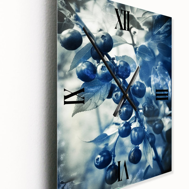 Horloge murale rétro avec fleurs sauvages et baies sauvages, Petit