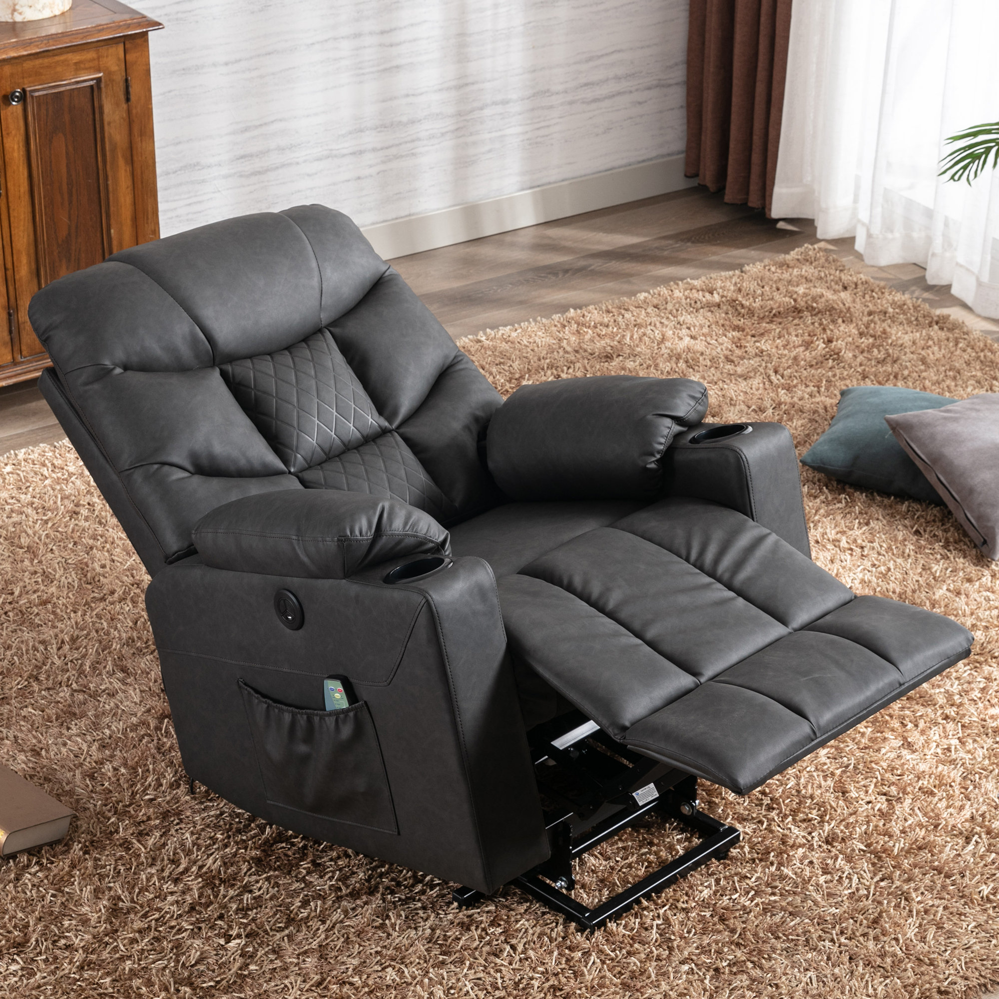 Red Barrel Studio® Leather Power Lift Assist Standard Recliner with