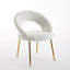 Ensemble de 1 chaises de salle à manger en tissu Teddy avec dossier incurvé et pieds en métal doré pour la cuisine ou la salle à manger-609148578