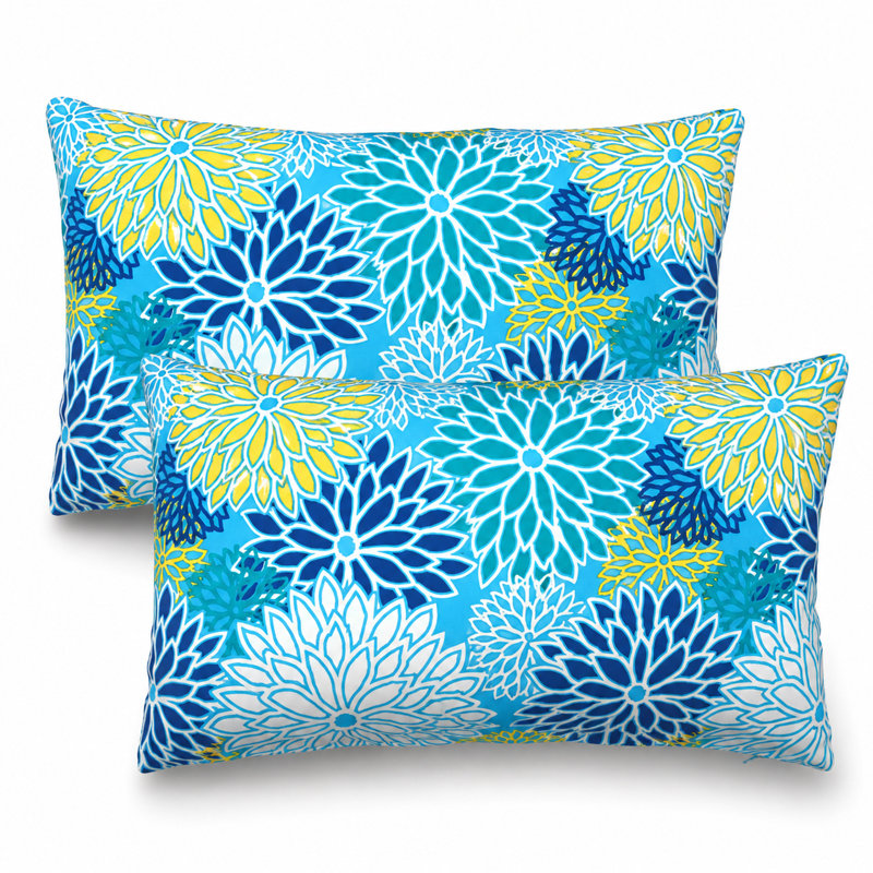 Ensemble de 2 housses de coussin lombaire intérieur / extérieur 12 po x 34 po hydrofuges et résistantes à la décoloration