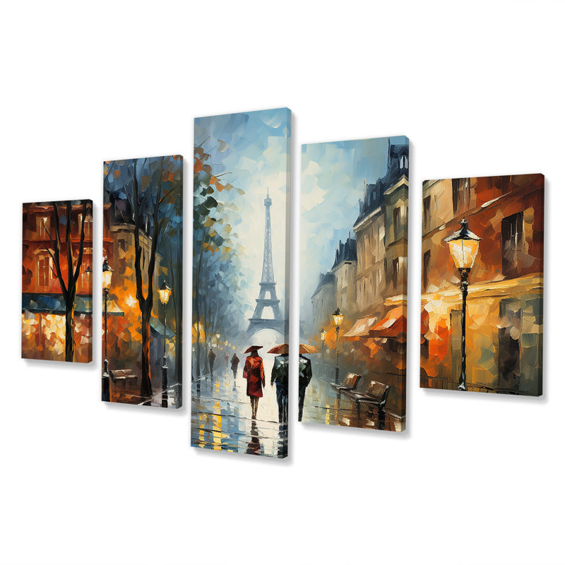  «Romantic Couple In Paris II - Paris Multipanel Wall Art