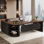Bureau de direction en L 80,71 pouces, grande table de bureau avec classeur