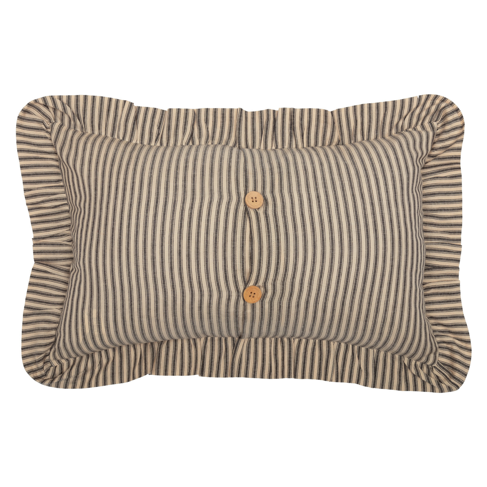 Ruffled Cotton Lumbar Throw Pillow, Dark Crème/Coal Black, Polyester/Polyfill