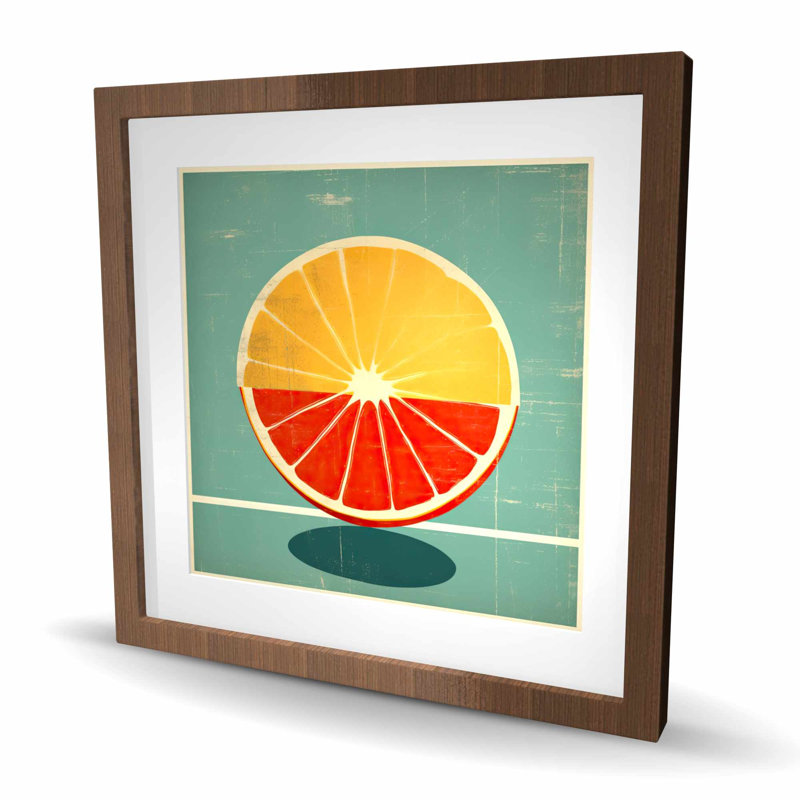 «Lemon and Tangerine - Minimalist Kitchen», reproduction d'art encadrée