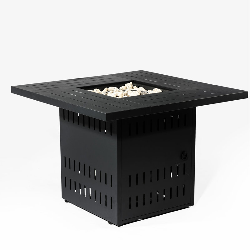 34Inches Steel Patio Fire Pit Table, 50,000 Heat Output, Black Garden Use Table For Outdoor Use, Heat,