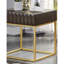 Table basse de style contemporain avec structure en métal et tiroirs dissimulés avec pieds en acier et glissières à roulement à billes