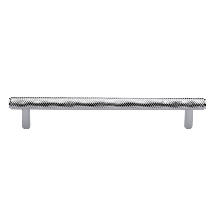 Poignée d'armoire moletée bâloise, Chrome poli, 8"