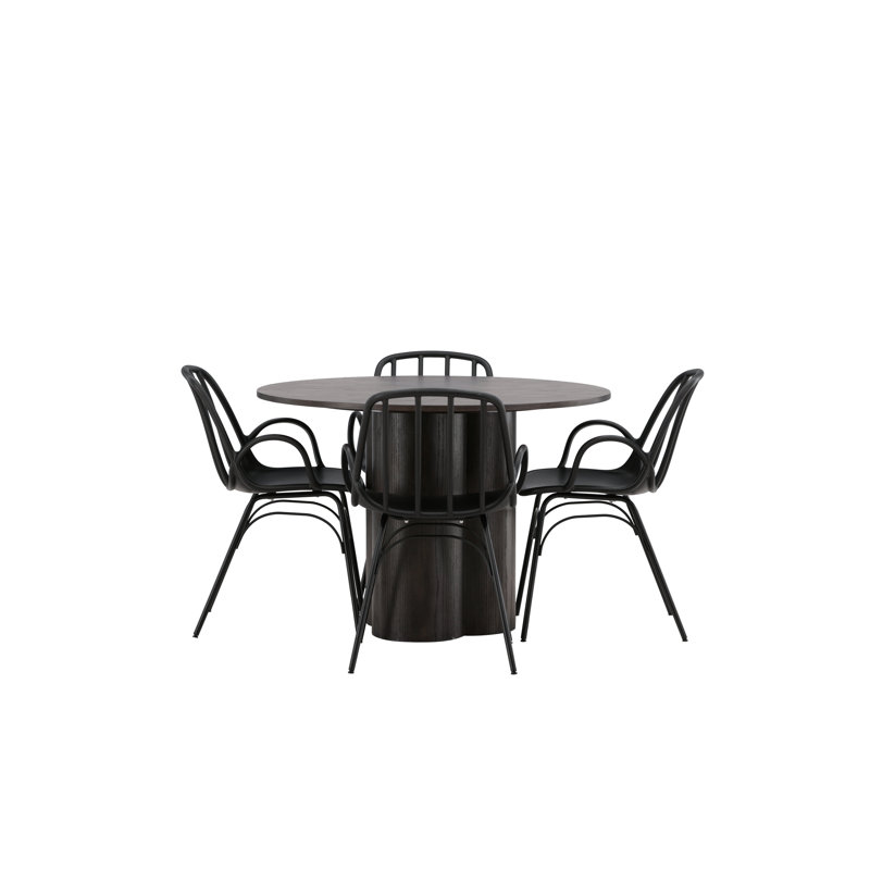 Rutland 4 - Person Dining Set, Black, Brown, Black