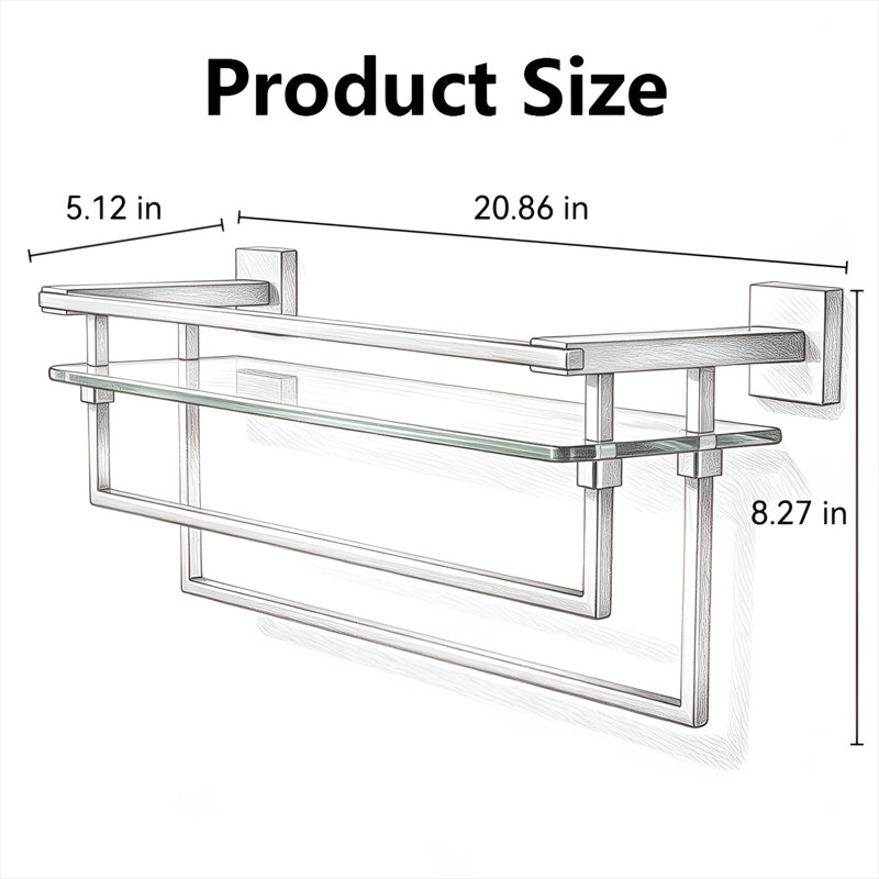 20.86 " Stainless Steel Wall Mounted Towel Rack, BrushedNickel
