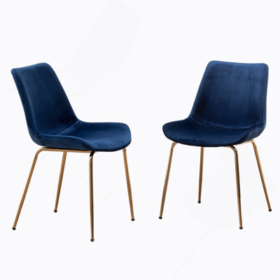 Modern Velvet Dining Chair, Set Of 2, Blue