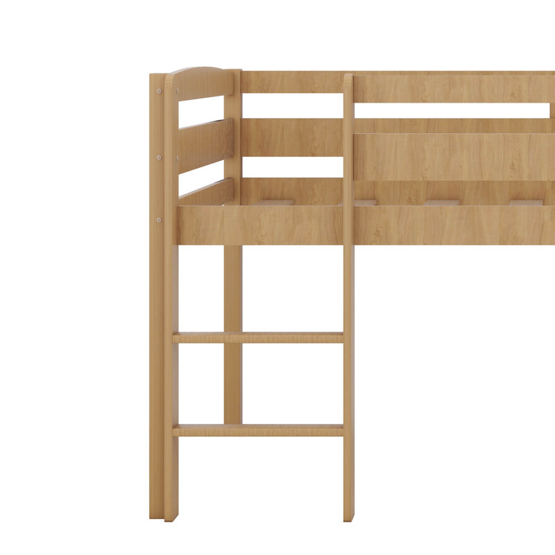 Lit mezzanine simple Haralampie, pour enfants, Noyer