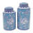 Ceramic Decorative Jars with White Floral Patterns Set-1044203834
