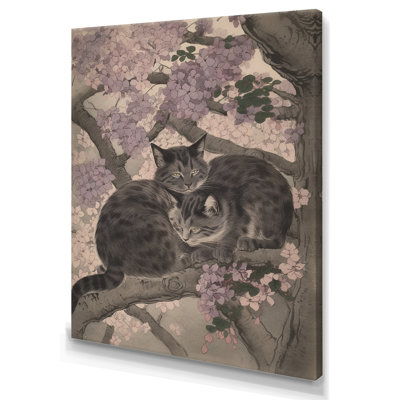 «Two Gray Kitting Sleeping In A Tree», impression sur toile