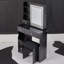 Petit meuble-lavabo de 29,2 po avec tabouret de bureau et tabouret rembourré à gauche 29,5 po, grande commande tactile, interrupteur tricolore, miroir à luminosité réglable, rangement à grande capacité, convient aux petits espaces-835682343
