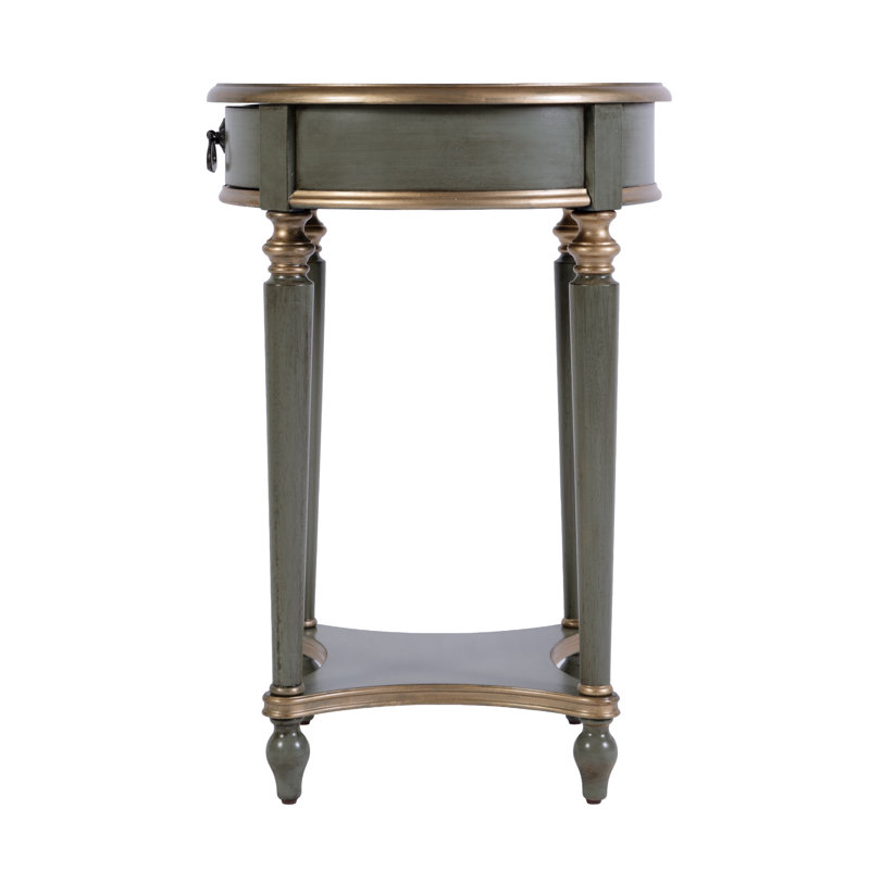 Jules 1 Drawer Round End Table with Storage, Pastel Green