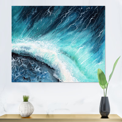 " Navy Blue Ocean Waves With White Seafoam I "
