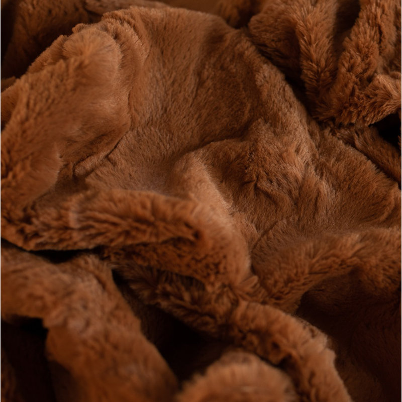 Camel Faux Fur Queen Reversible Throw Blanket