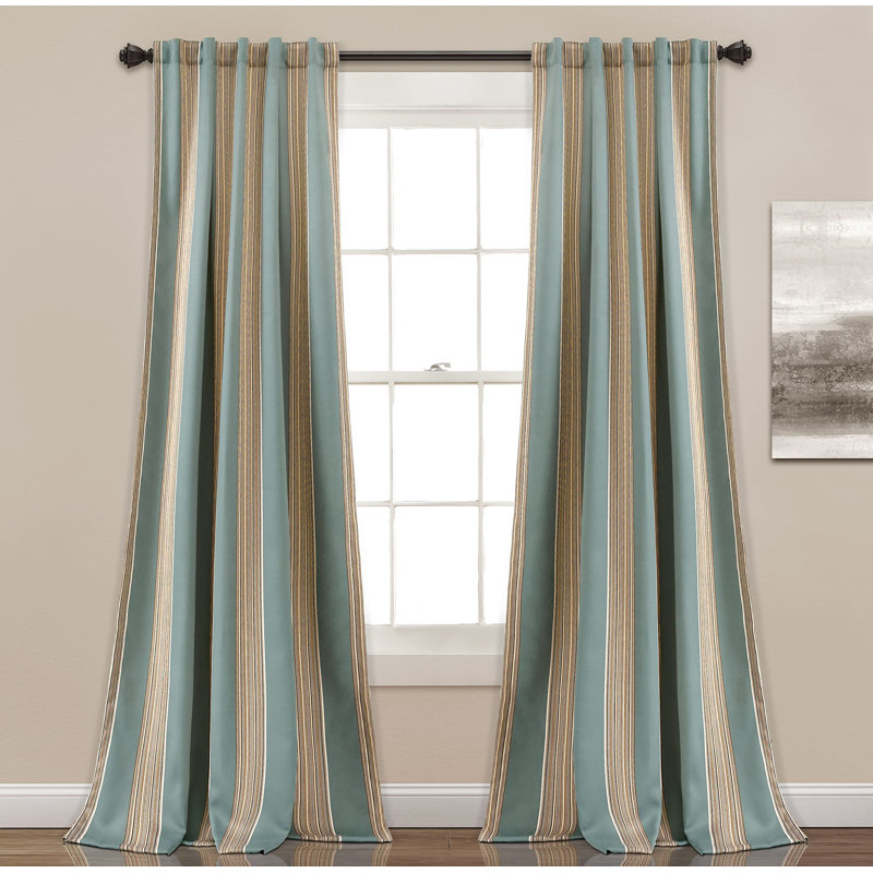 Julia Stripe Light Filtering Window Curtain Panel Pair,(Blue/Pack Of 2)