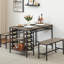 Ensemble de table de salle à manger pour 4 personnes, ensemble de table de cuisine pour 4 personnes avec 2 bancs, ensemble de table de salle à manger rectangulaire avec support à vin, ensemble de table de salle à manger 3 pièces pour petit espace-1839541200-1839541205-1839541211
