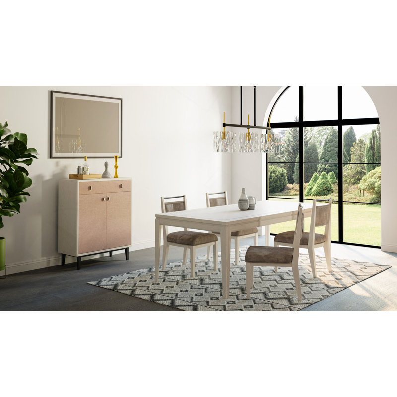 Expandable Leg Tablewith Metal Inlay