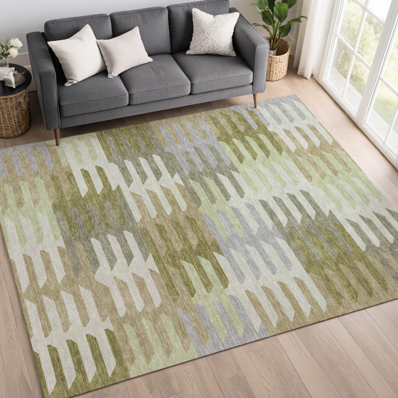 Tapis géométrique intérieur / extérieur lavable à la machine Chantille ACN2328, Rectangle 10 pi x 14 pi