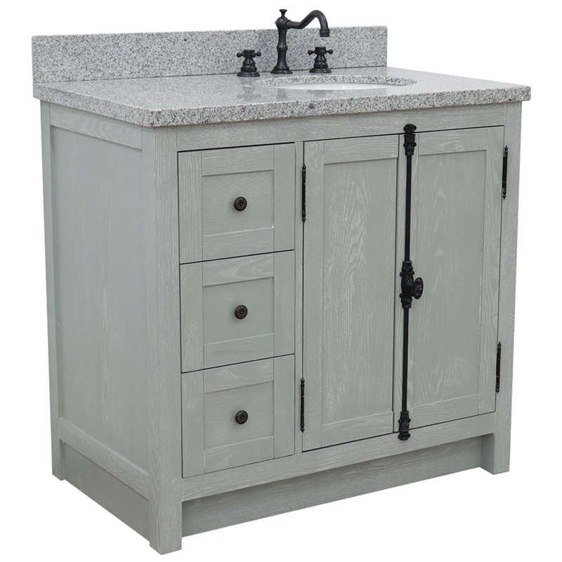 Ensemble de meuble-lavabo simple 37 po Seshadri, Granite, Gris sauge