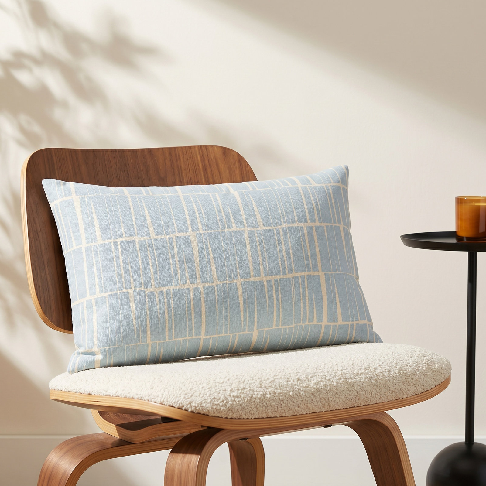 Striped Throw Pillow, Light Blue/Beige