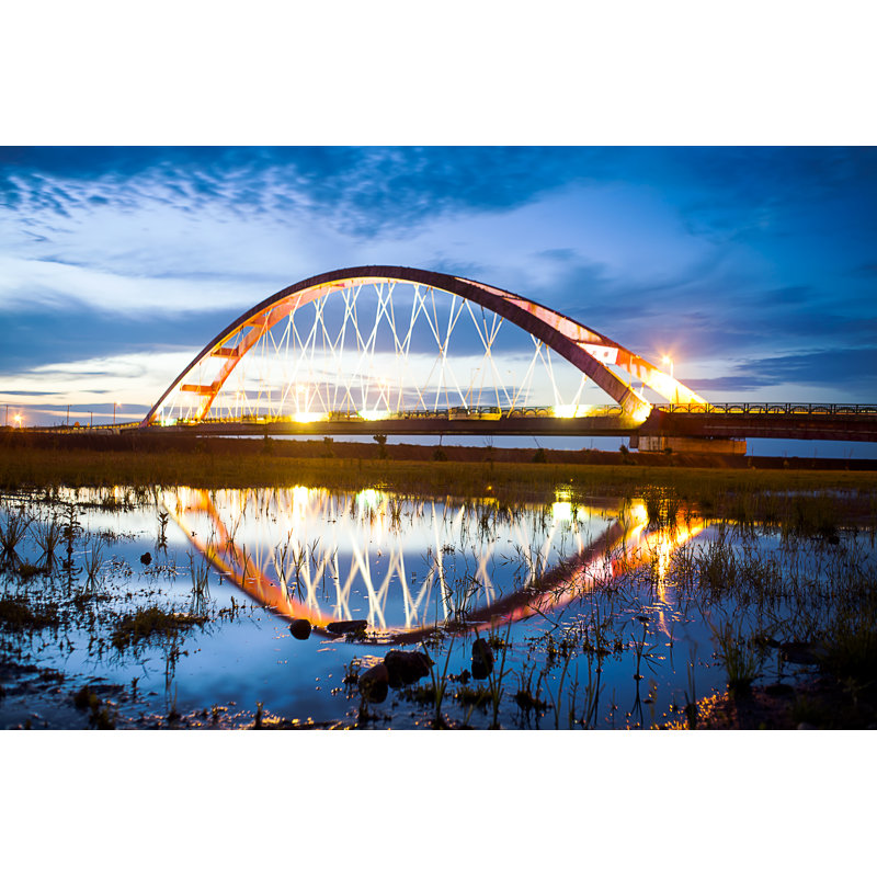 Red Bridge by Nicholashan - Wrapped Canvas Print, 51cm H x 76cm W