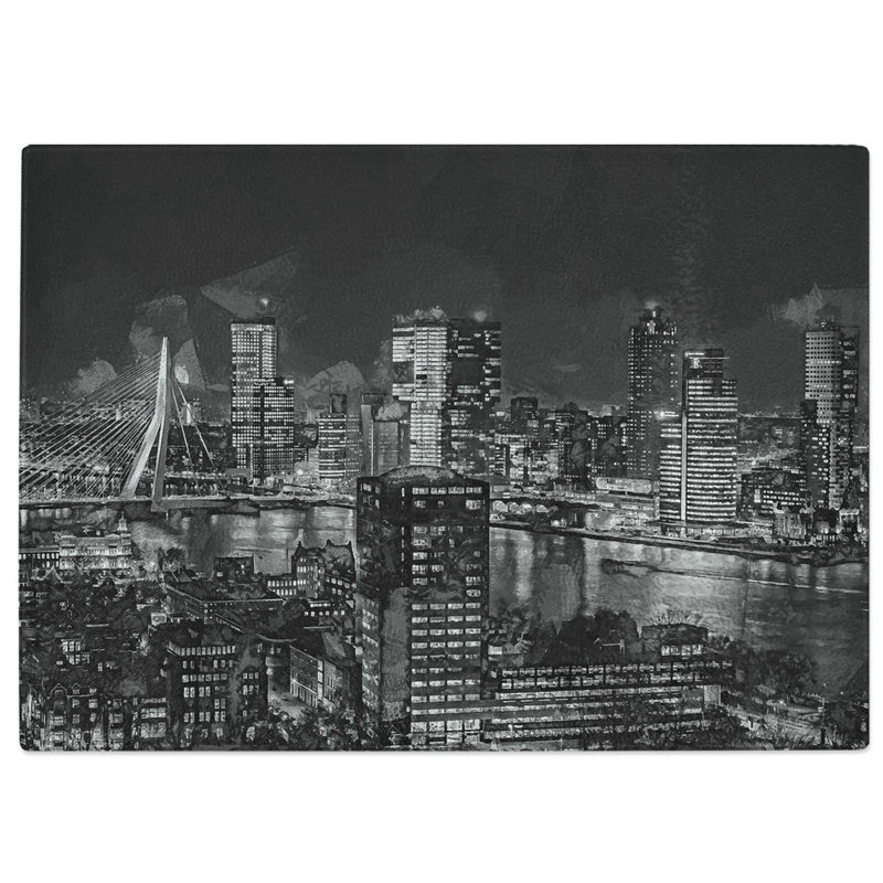 Tempered Glass Rotterdam Skyline Netherlands Chopping Board, 28.5 cm W x 20 cm L