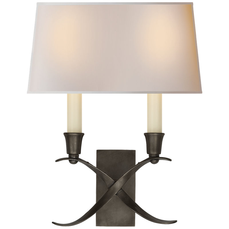 Chapman & Myers Cross Bouillotte Small Sconce, Bronze, Fabric