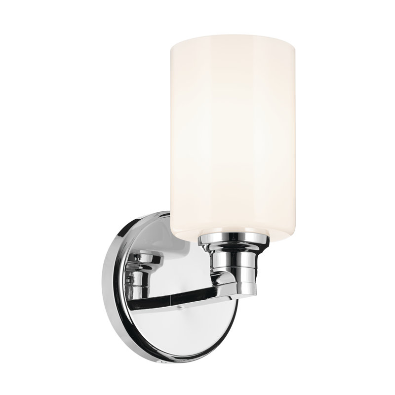 9.5" 1-Light Wall Sconce with Glass, Chrome, Opal Etched