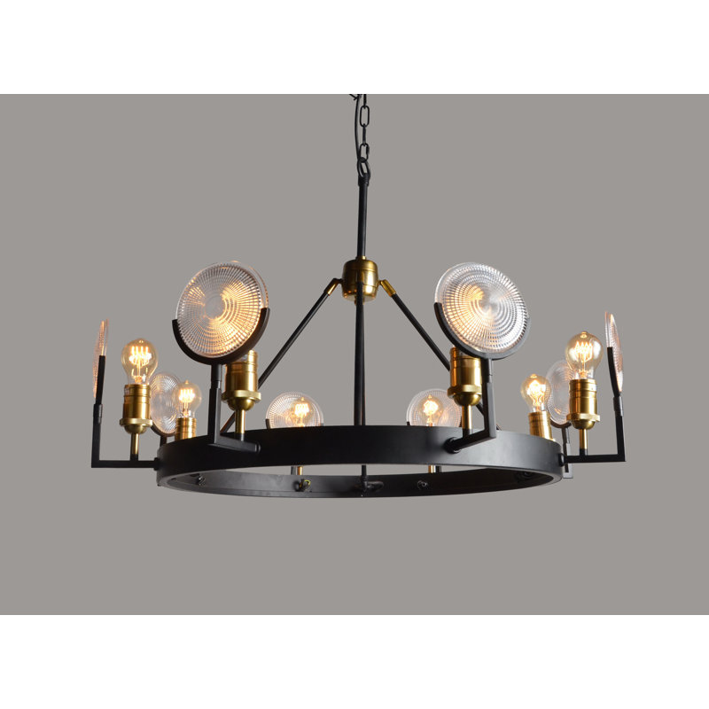 Lustre de roue de wagon de style bougie 8 lumières Henriqueta