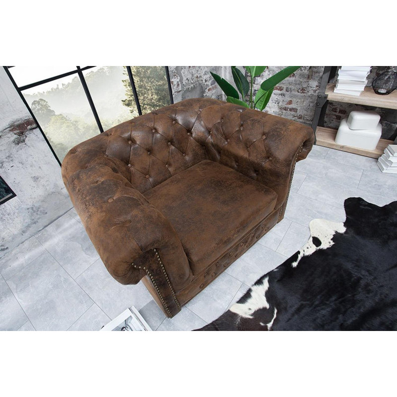 Agnew Faux Leather Club Chair, Light Brown