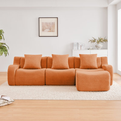 Canapé désossé, tissu en peluche de haute qualité à 3 places, conception antidérapante, conception épurée sans accoudoirs incurvés, chaise d'assemblage éponge haute densité 32D pour le salon, la chambre à coucher et le salon