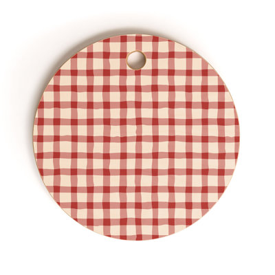 Planche à découper ronde Mirimo Organic à carreaux rouges vichy