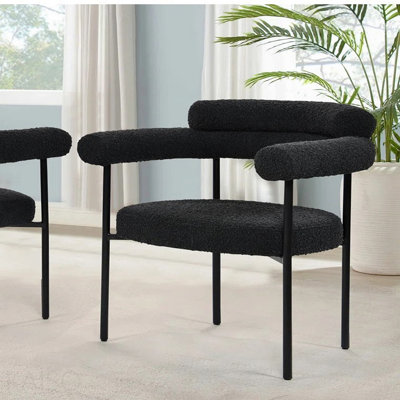 2-Piece Boucle Armchairs - Black