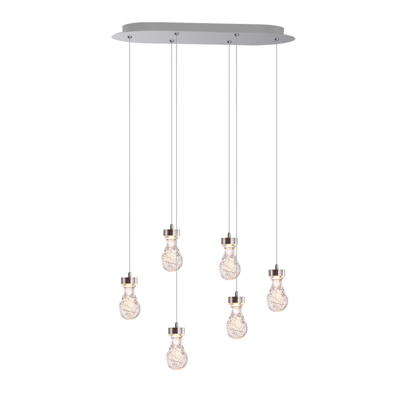 Luminaire suspendu grappe 6 lumières Atoka, Laiton brossé