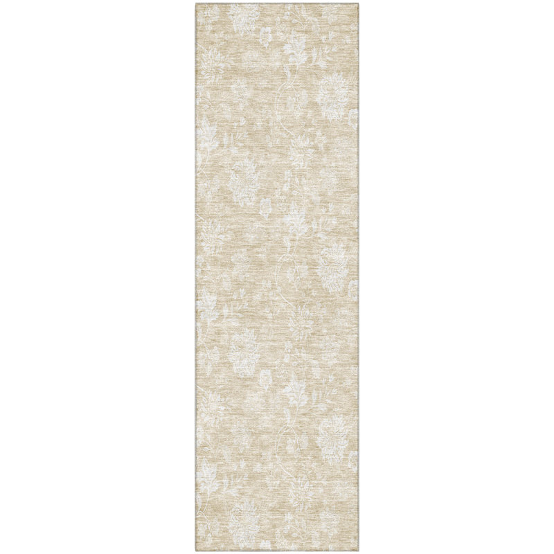 Premium Machine Washable Prisco Beige Rug, Runner 2'3" x 7'6"