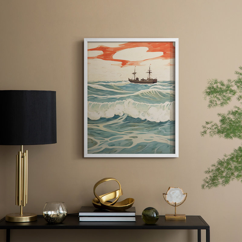 Impression encadrée rétro Vintage Nautical IV - bois massif, H 21 po x l 17 po, Blanc