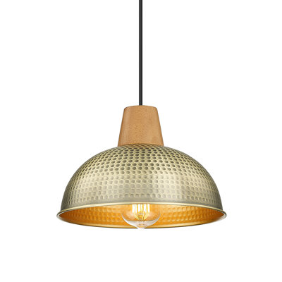 Luminaire suspendu en métal martelé 1 lumière noir