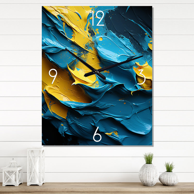 «Rough Love Slavic», peinture abstraite bleue - peinture abstraite horloge murale, Petit