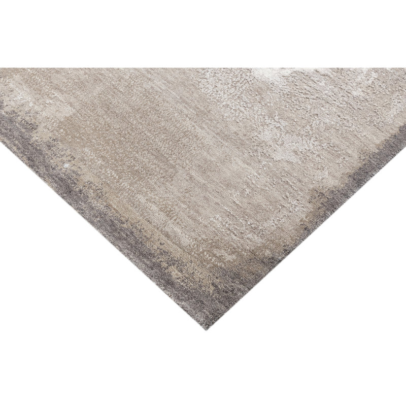 High-Quality Hand-Knotted Beige And Ivory Area Rug, Rectangle 8' x 10'