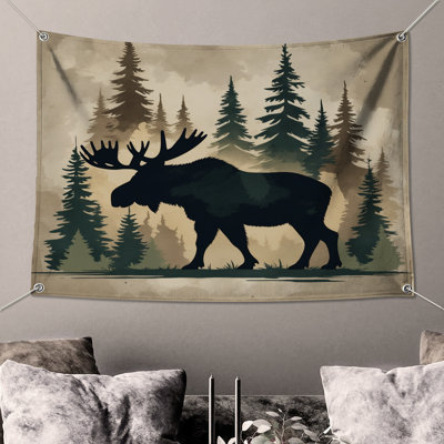 Tapisserie murale «Moose In Forest» - Décoration murale orignal