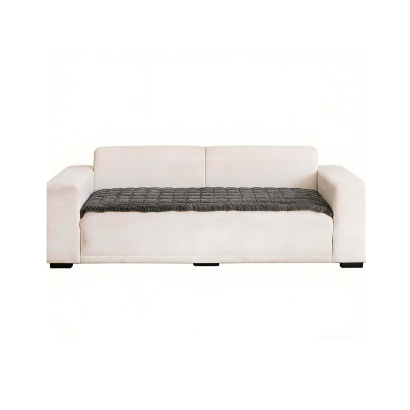 Box Cushion Sofa Slipcover, Dark Grey