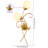 Gold 2-Light Floral Wall Sconce With Frosted Glass Shades