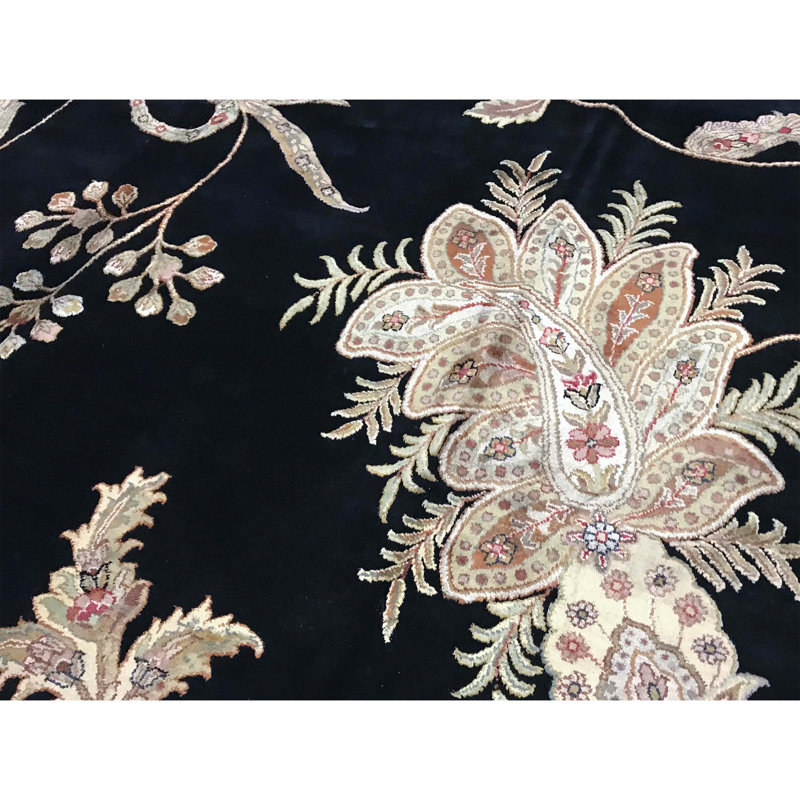 Dharma Floral Area Rug in Black/Beige